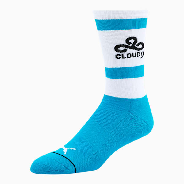 PUMA x CLOUD9 Men's Crew Socks [1 Pair], WHITE / BLUE, extralarge
